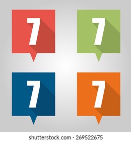 Set of flat pin marker Icons with numbers