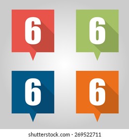 Set of flat pin marker Icons with numbers