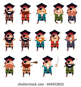 Set of flat pirate icons