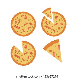 set of flat pizza icons isolated on white