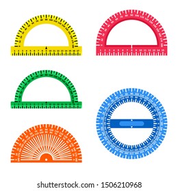 Set of flat protractor icons isolated on white background. Element for graphic and web design. Vector illustration.