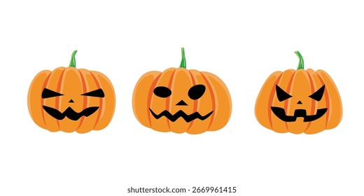 set of flat pumpkins design. Halloween decoration.