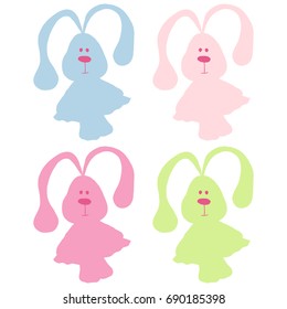 Set flat rabbit vector