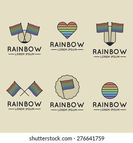 Set of flat rainbow homosexual logos.