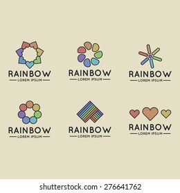 Set of flat rainbow homosexual logos.