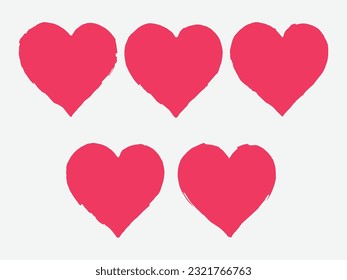 Conjunto de iconos planos del Corazón Rojo, forma o símbolo romántico abstracto del Corazón. Elemento de amor decorativo para la boda y el Día de San Valentín. Símbolo de corazón aislado, ilustración vectorial.