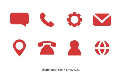 Set of flat red icons, personal branding use