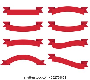 Set of flat red ribbons. Vector