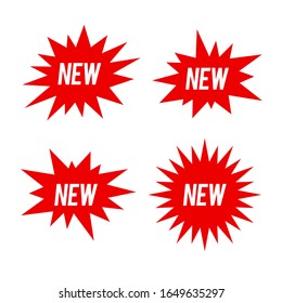 Set of Flat Red Sign or Label with New Word Inside Design Vector
