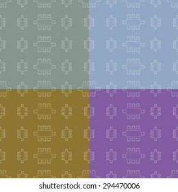 Set of flat repeating pattern with chair and table signs texture. Seamless modern furniture texture. EPS10 vector illustration 