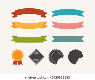 set of flat retro ribbons and badges vector