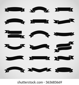 Set of flat ribbon banners. Collection of scroll elements for design. Vector illustration.