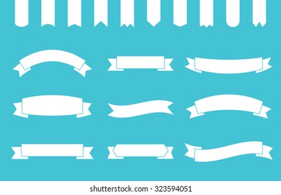 Set of flat ribbon banners. Vector illustration.