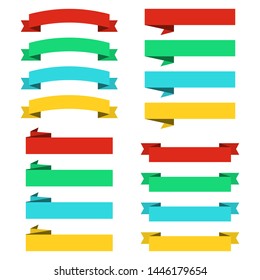 Set of flat ribbons banners. Ribbons in flat design