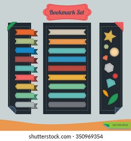 Set of flat ribbons bookmark.