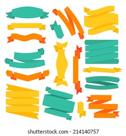 Set of flat ribbons. Vector illustration