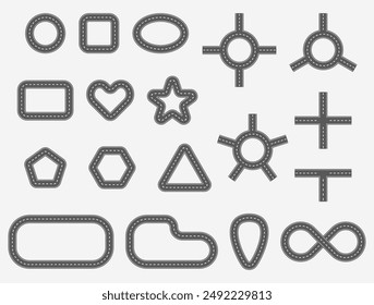 Set Flat Road Track Vector Design Element in Many Shape Collection.