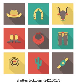 Set of flat rodeo icons for your design