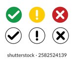 set of flat round check mark vector design
