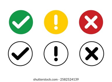 set of flat round check mark vector design