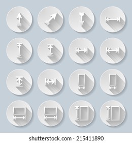 Set of flat round icons  with arrows on  gray background