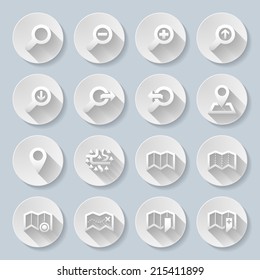 Set of flat round icons  with formats on  gray background