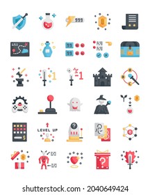 set of flat rpg game items icons vector illustration