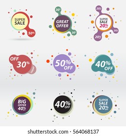 Set of flat sale banners. Vector abstract geometric illustrations for product promotions, shop sales, website ans mobile ads, quote boxes, messages, business offers.