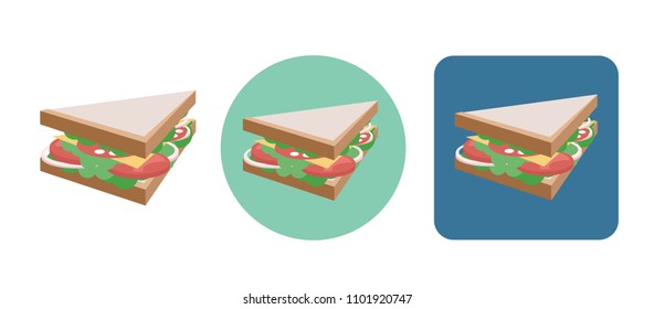 Set of flat sandwich icons in isometric style. Vector element for logos, banners and your design