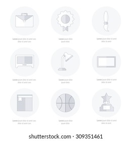 Set of flat school and education icons set line icons styles