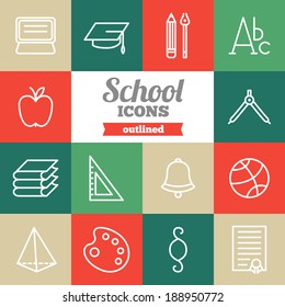 Set of flat school icons 