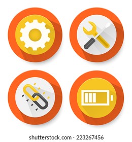 Set of flat settings icons. Vector illustration