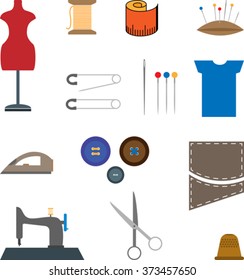 Set Flat Sewing Icons Stock Vector Royalty Free Shutterstock