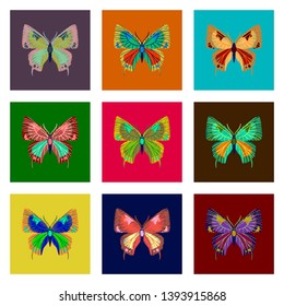 set of flat shading style icon butterfly
