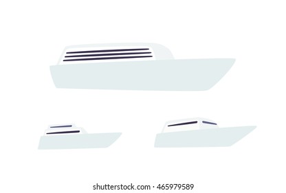 Set of flat ship and boat colorful icon. Vector design illustration
