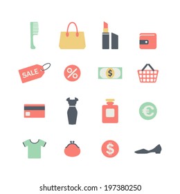 Set von flachen Shopping-Icons