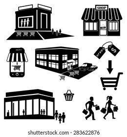 Set of flat shopping icons. Vector illustration.