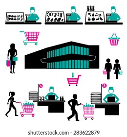 Set of flat shopping icons. Vector illustration.