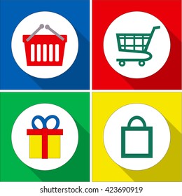 Set of flat shopping icons. Vector illustration.