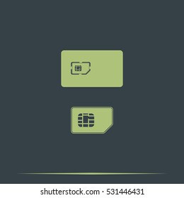 Set of flat sim card and case illustration.