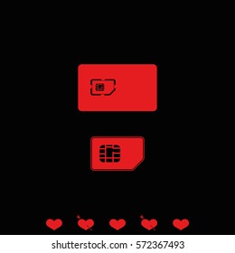 Set of flat sim card and case illustration.