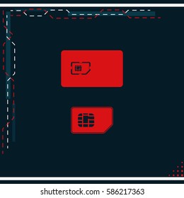 Set of flat sim card and case illustration.