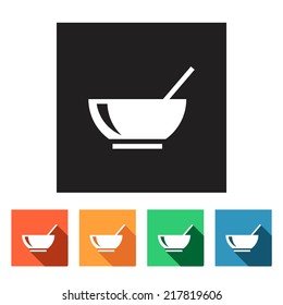 Set of flat simple colored icons (food, restaurant, meal, plate), vector illustration