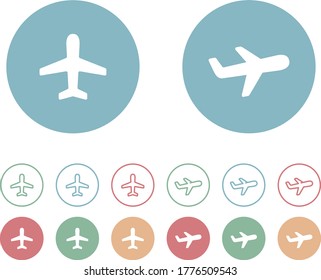 Set von flachen und einfachen Symbolen von Flugzeugen
