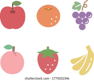 Set of flat and simple icons of fruit