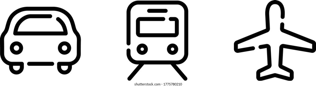 Set von flachen und einfachen Symbolen für den Transport