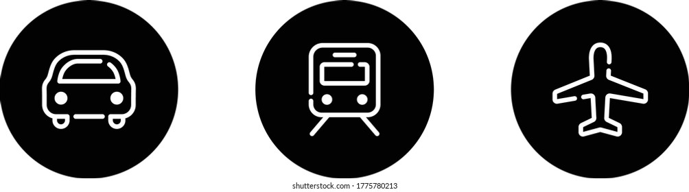 Conjunto de iconos planos y simples de transporte