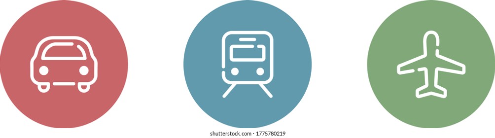 Conjunto de iconos planos y simples de transporte