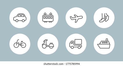 Set of flat and simple icons of transportation