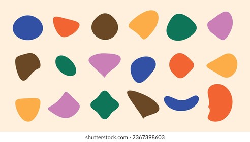 Set of flat, simple and ovoid vector shapes